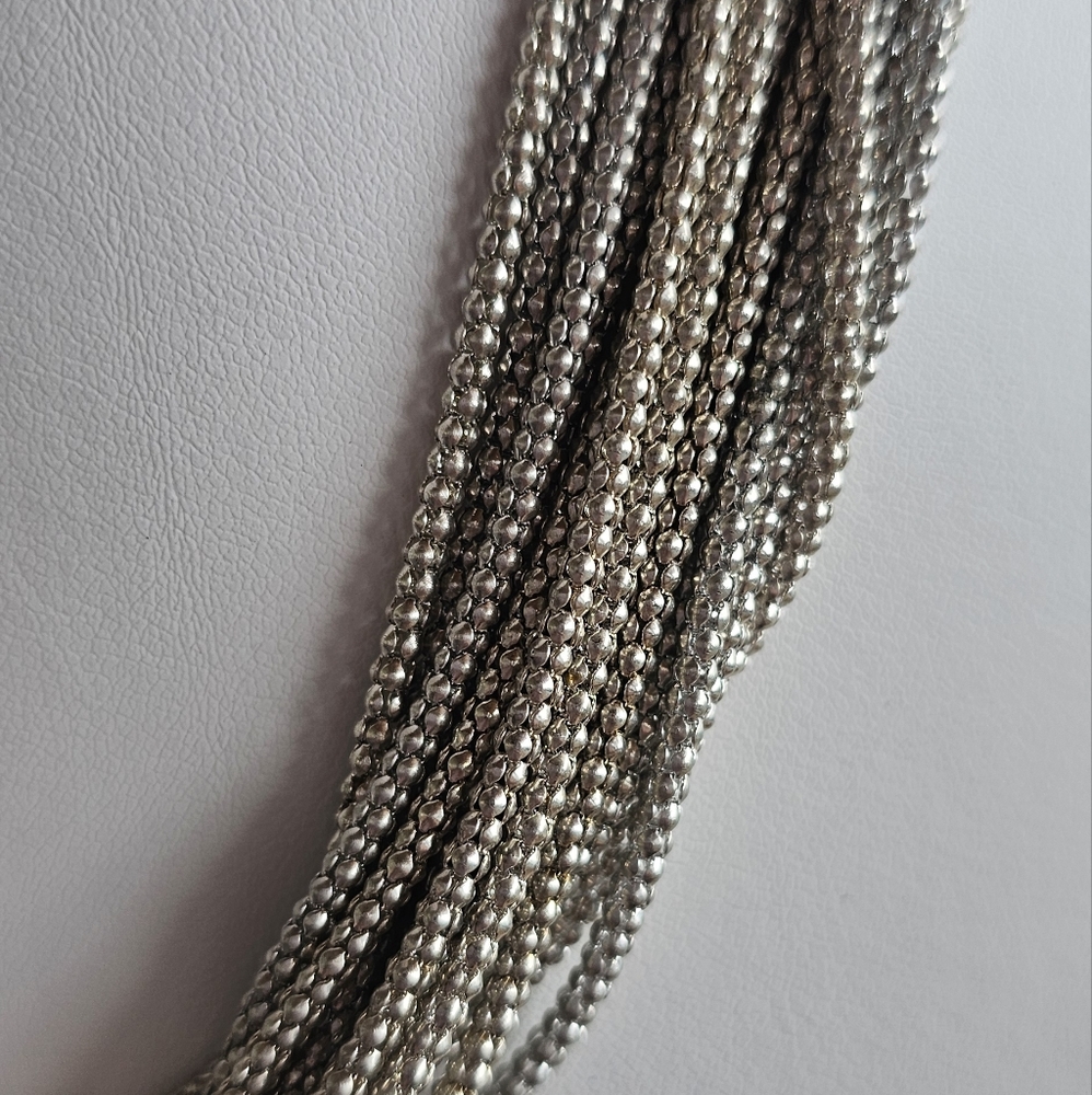 Mesh Multi Layer Silver Necklace - image 3